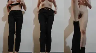 إيرانية نحيفة مثيرة تتعرى وتداعب نفسها.